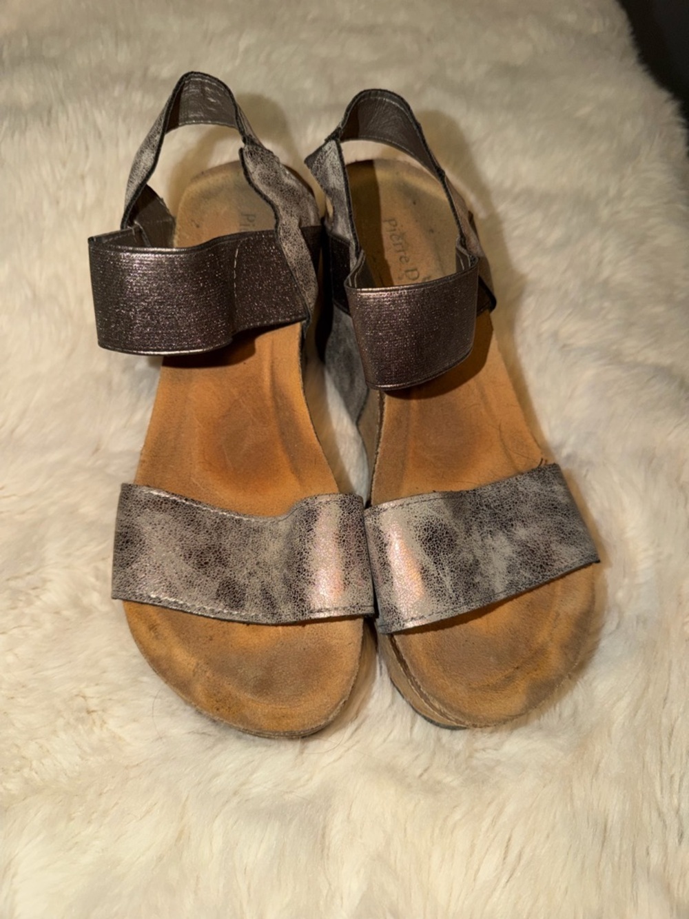 Pierre Dumas Metallic Pewter Open-Toe Slingback Sandals - Women